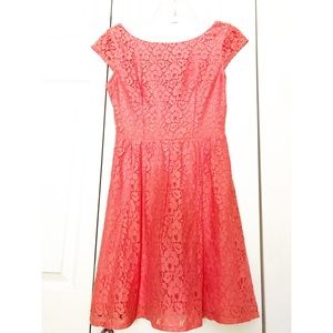 B Darlin Coral Flower Pattern Lace Dress